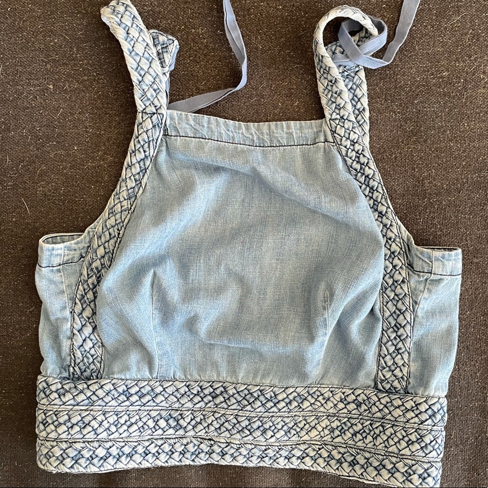 Braided denim crop top
